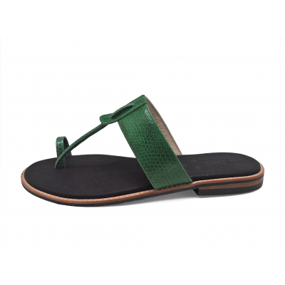 SALE 50%Women Sandals Flat SC-47A Green Snake Skin